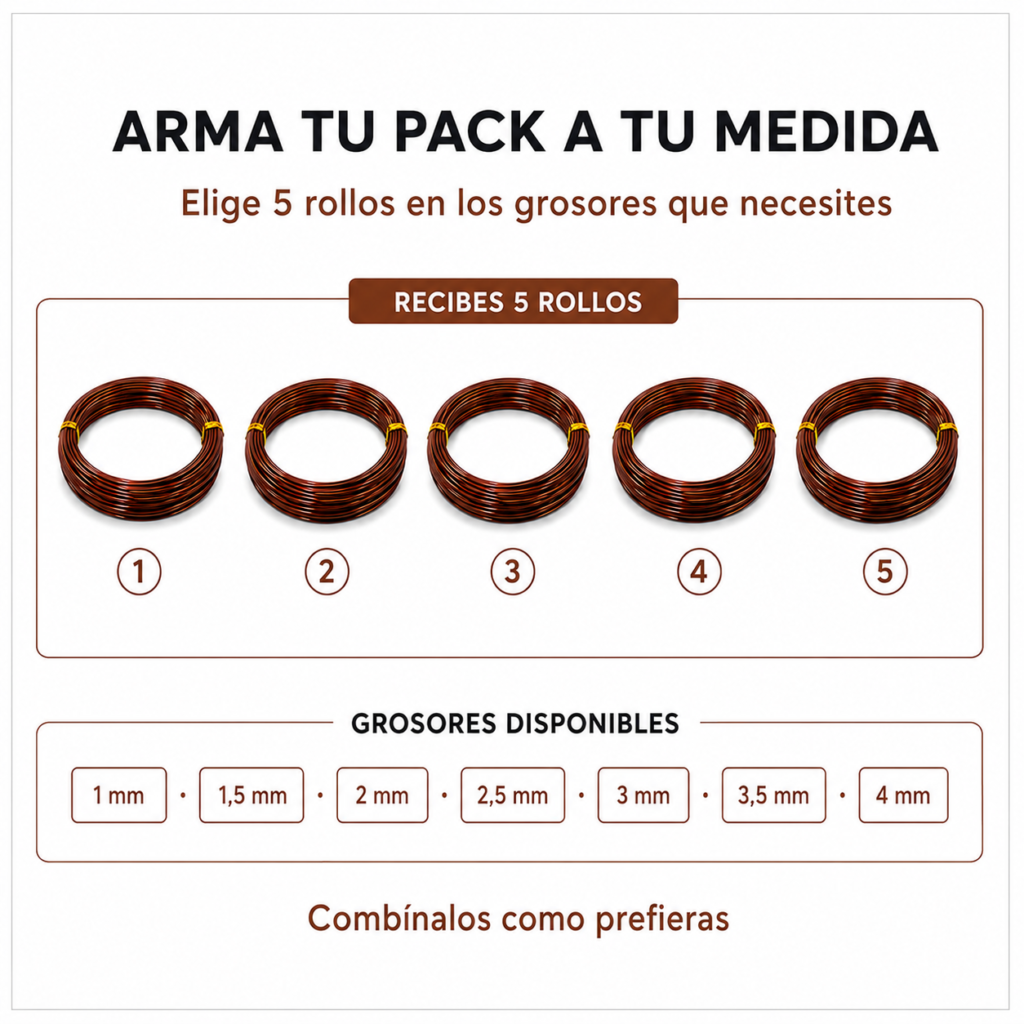 Pack 5 Rollos - Alambre de aluminio