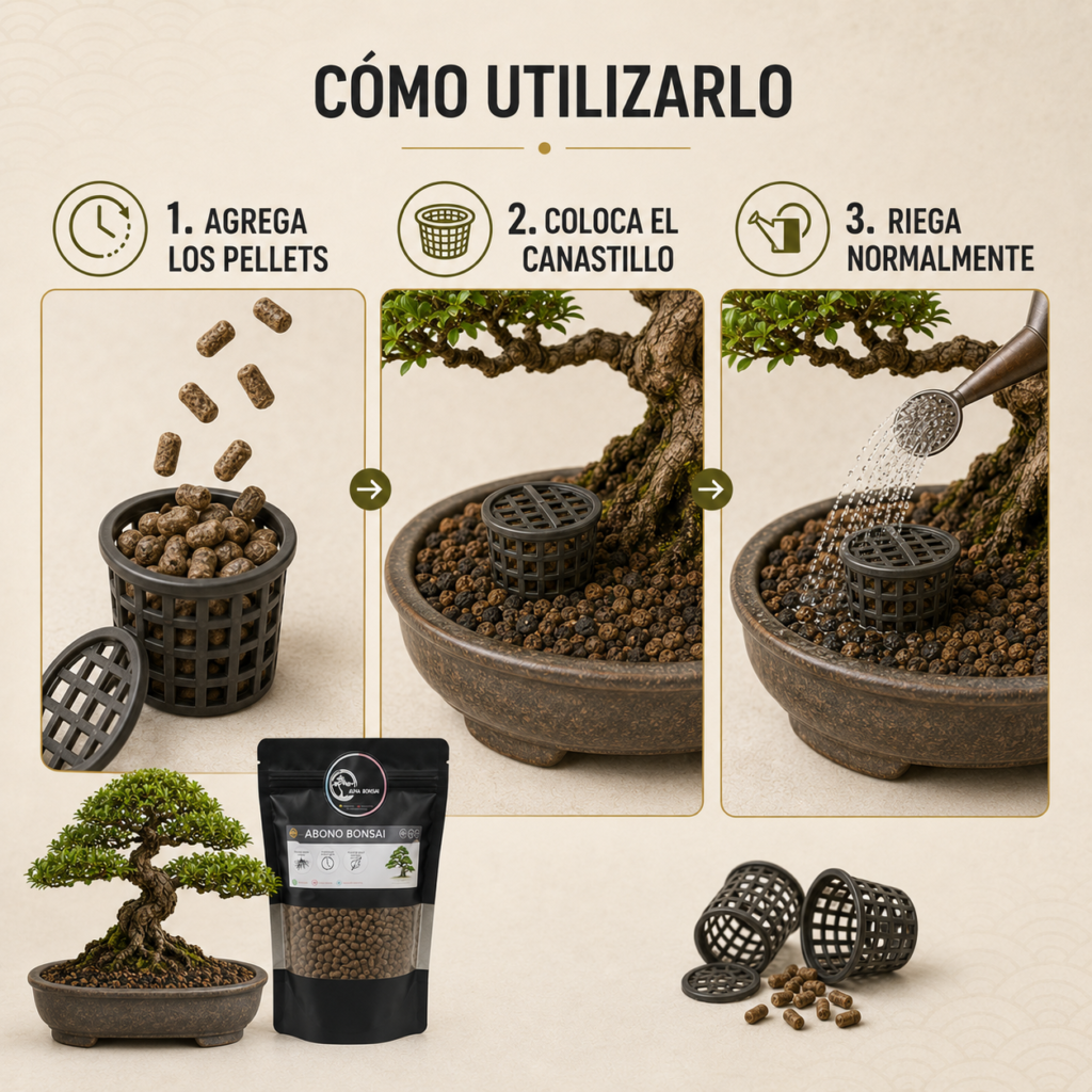 Abono Orgánico en Pellets para Bonsái + 4 Canastillas
